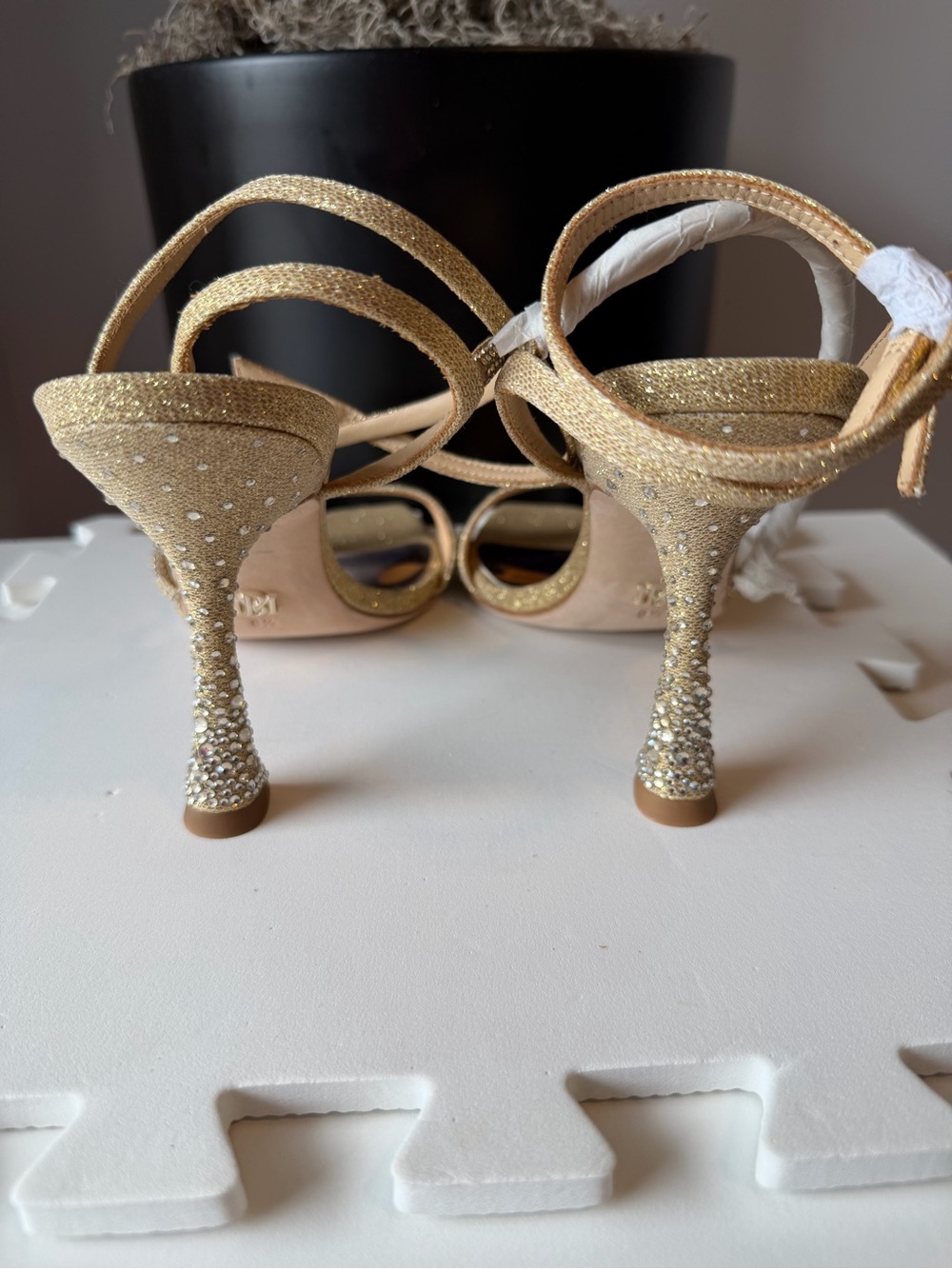 Badgley Mischka Gold Crystal Strap Sandals - Picture 4 of 4